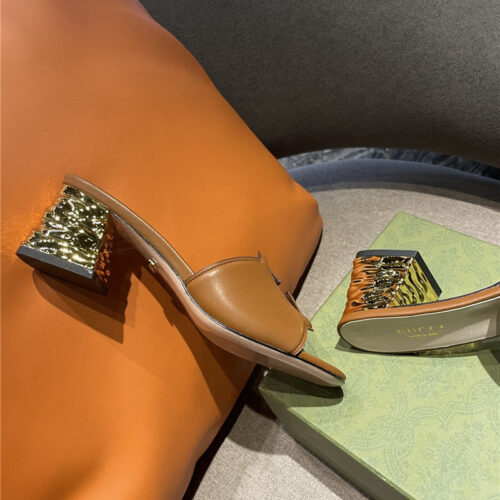 High Quality Luxury Gucci GG Chunky Heel Slippers – Style 85843 product detail