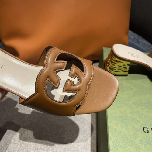 High Quality Luxury Gucci GG Chunky Heel Slippers – Style 85843 product detail