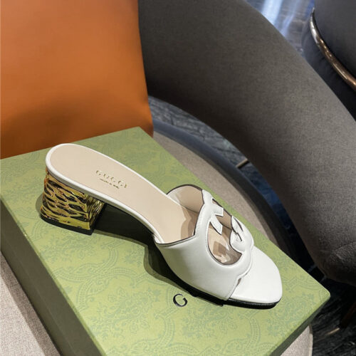 High Quality Luxury Gucci GG Chunky Heel Slippers product detail
