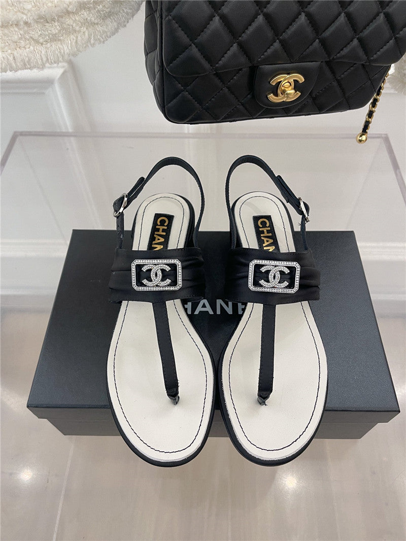High Quality Luxury Chanel Clip-On Square Diamond Buckle Block Heel Sandals product detail
