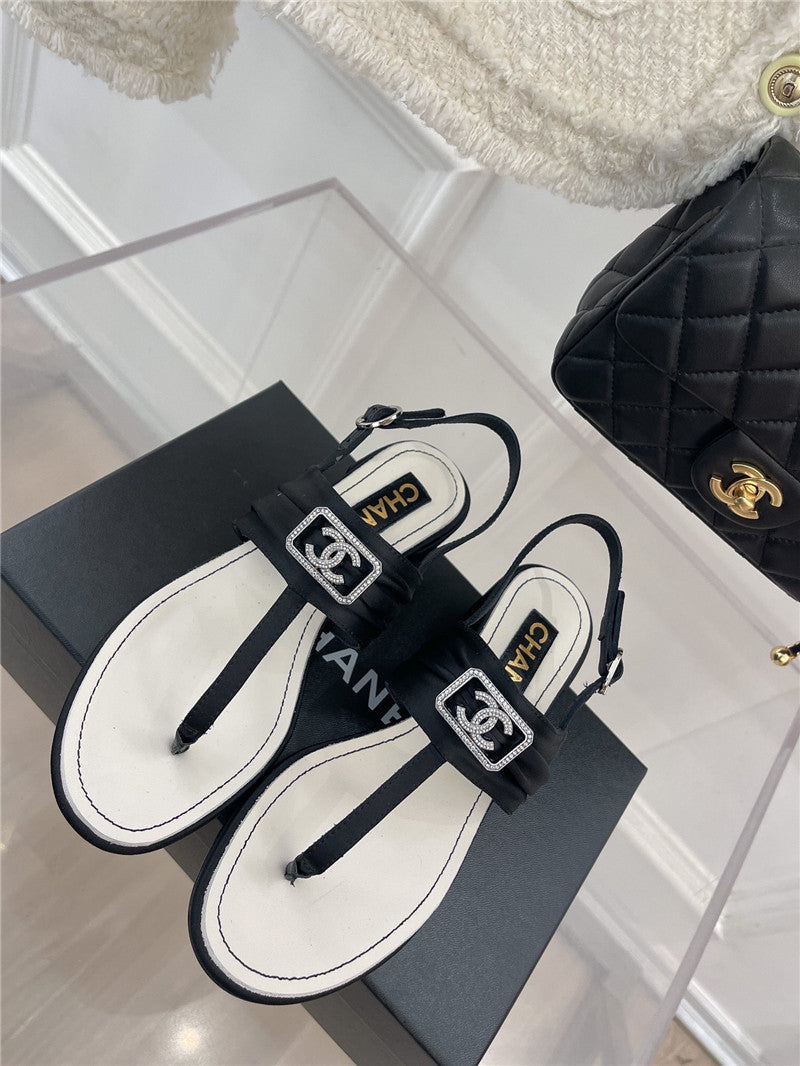 High Quality Luxury Chanel Clip-On Square Diamond Buckle Block Heel Sandals product detail