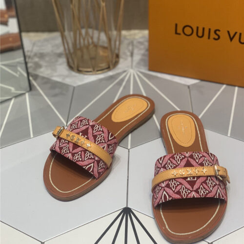 High Quality Luxury Louis Vuitton Lock It Flat Mules – Style 95779 product detail