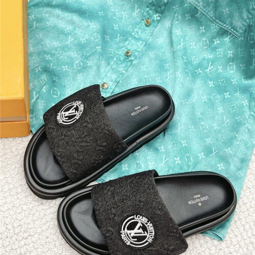 High Quality Luxury Louis Vuitton Denim Slippers product detail