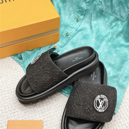 High Quality Luxury Louis Vuitton Denim Slippers product detail