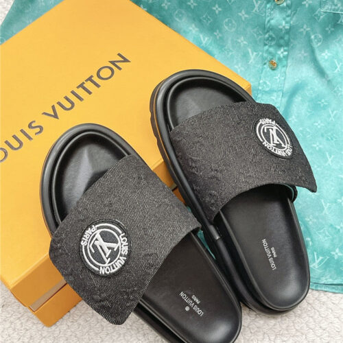 High Quality Luxury Louis Vuitton Denim Slippers product detail