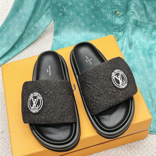 High Quality Luxury Louis Vuitton Denim Slippers