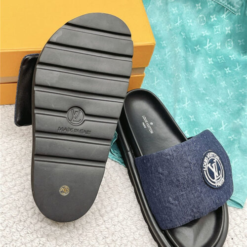 High Quality Luxury Louis Vuitton Denim Slide Slippers – Sizes 35–41 product detail