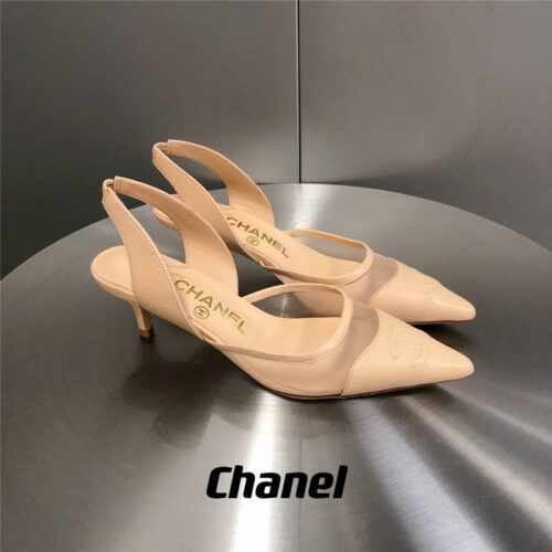 High Quality Luxury Chanel Mesh Pointed Toe Cat Heels – Style 45766