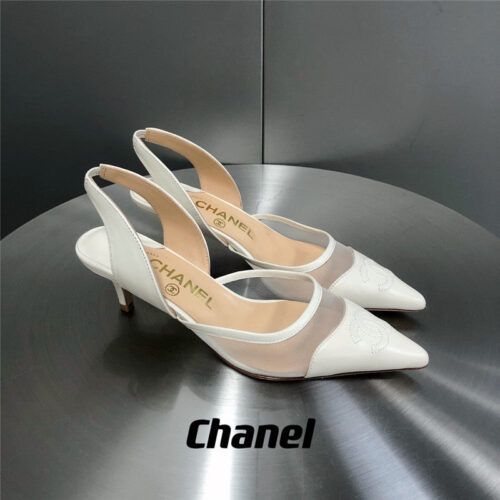 High Quality Luxury Chanel Mesh Pointed Toe Cat Heels