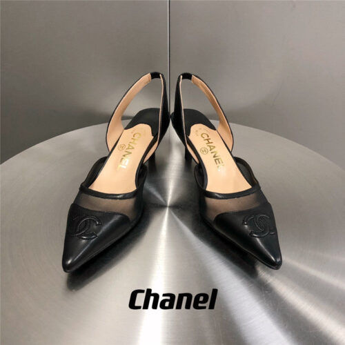 High Quality Luxury Chanel Mesh Pointed Toe Cat Heels – Style 68358 product detail