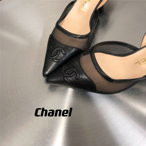 High Quality Luxury Chanel Mesh Pointed Toe Cat Heels – Style 68358 product detail