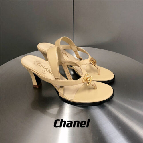 High Quality Luxury Chanel Classic High Heel Flip Flops – Style 21670