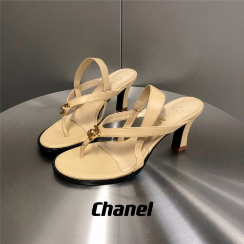 High Quality Luxury Chanel Classic High Heel Flip Flops – Style 21670 alternate view