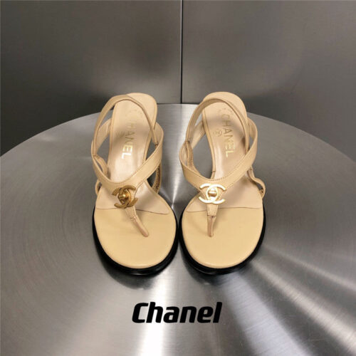 High Quality Luxury Chanel Classic High Heel Flip Flops – Style 21670 product detail