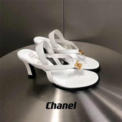 High Quality Luxury Chanel Classic High Heel Flip Flops