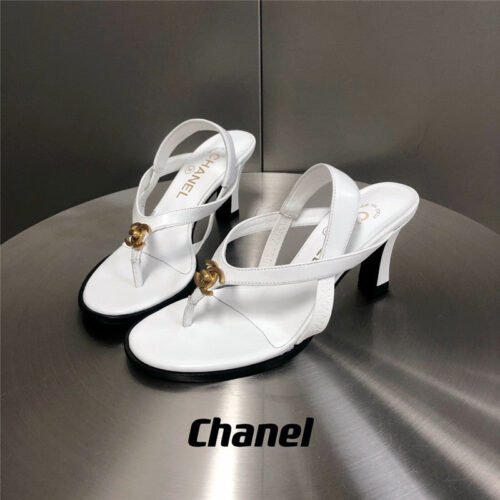 High Quality Luxury Chanel Classic High Heel Flip Flops alternate view
