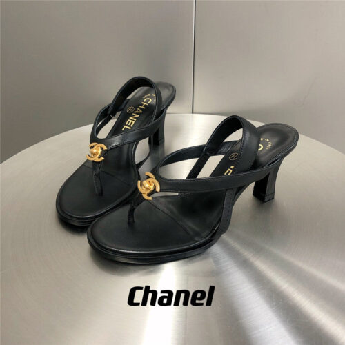 High Quality Luxury Chanel Classic High Heel Flip Flops – Style 18278 product detail