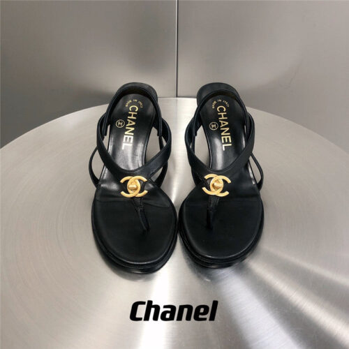 High Quality Luxury Chanel Classic High Heel Flip Flops – Style 18278 alternate view