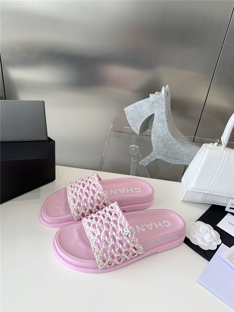High Quality Luxury Chanel Woven Slippers – Style 22086 product detail