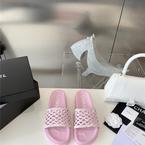 High Quality Luxury Chanel Woven Slippers – Style 22086 product detail