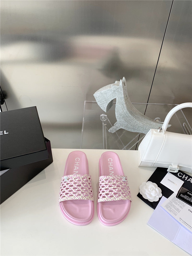 High Quality Luxury Chanel Woven Slippers – Style 22086 product detail