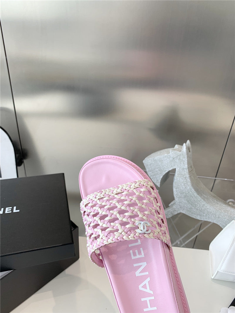 High Quality Luxury Chanel Woven Slippers – Style 22086 product detail