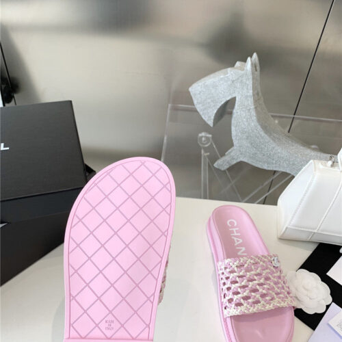 High Quality Luxury Chanel Woven Slippers – Style 22086 product detail