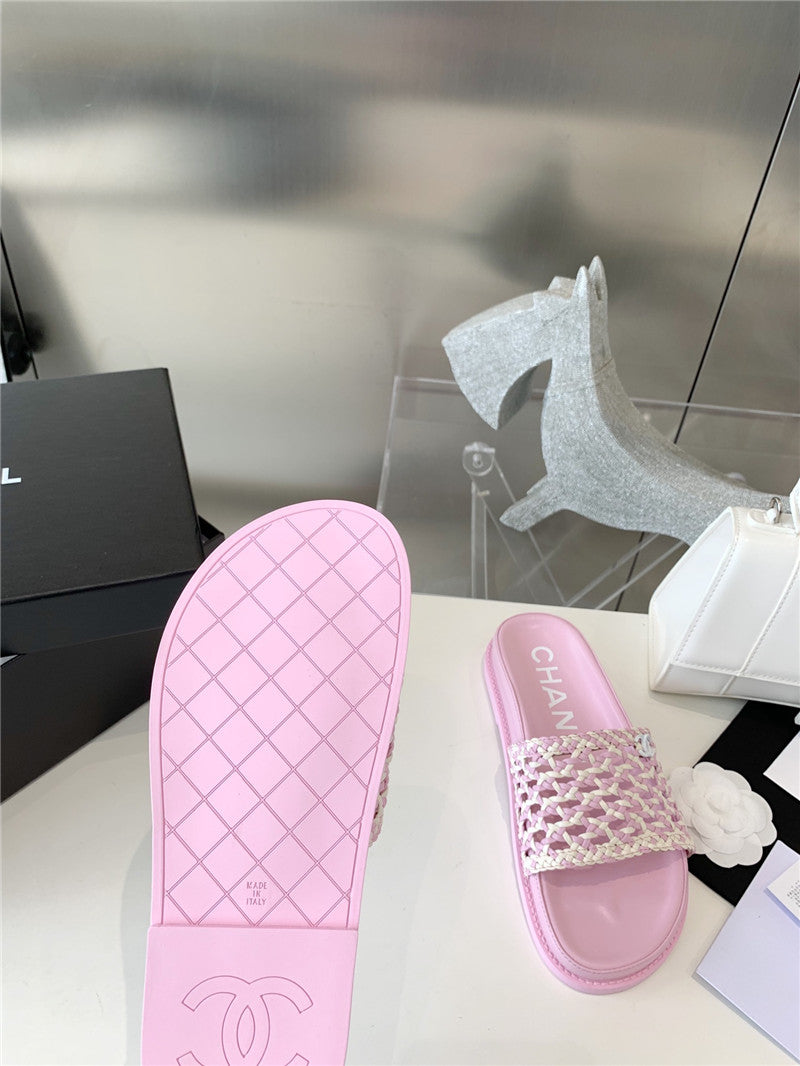 High Quality Luxury Chanel Woven Slippers – Style 22086 product detail