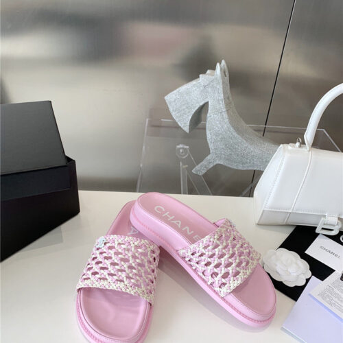 High Quality Luxury Chanel Woven Slippers – Style 22086 product detail