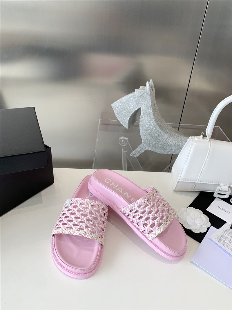 High Quality Luxury Chanel Woven Slippers – Style 22086 product detail