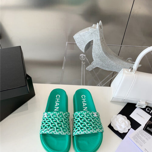 High Quality Luxury Chanel Woven Slippers – Style 54854 alternate view