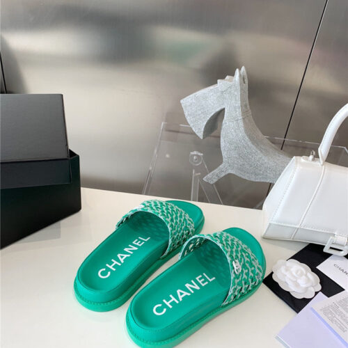 High Quality Luxury Chanel Woven Slippers – Style 54854 product detail