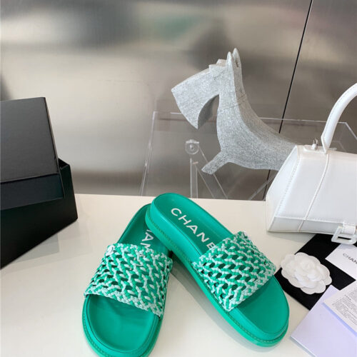 High Quality Luxury Chanel Woven Slippers – Style 54854 product detail