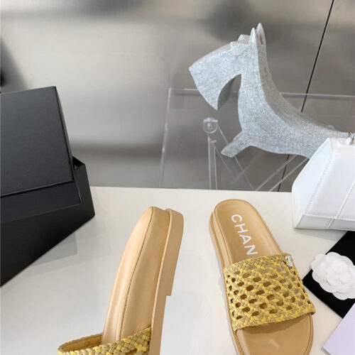 High Quality Luxury Chanel Woven Slippers – Style 87622 product detail