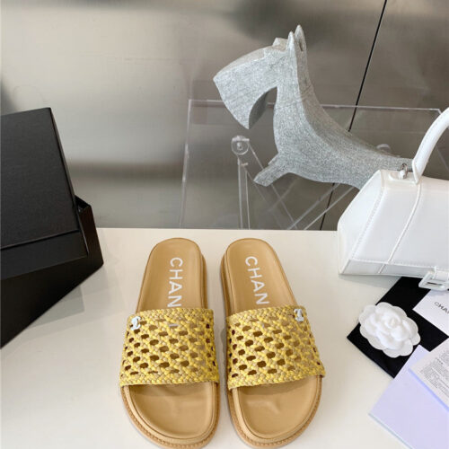 High Quality Luxury Chanel Woven Slippers – Style 87622 product detail