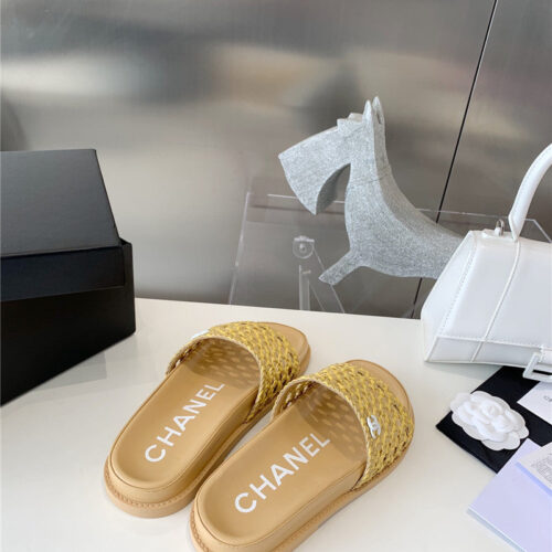 High Quality Luxury Chanel Woven Slippers – Style 87622 product detail