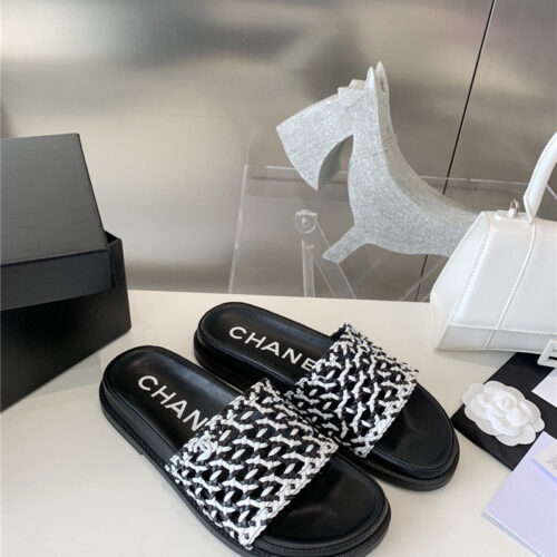 High Quality Luxury Chanel Woven Slippers