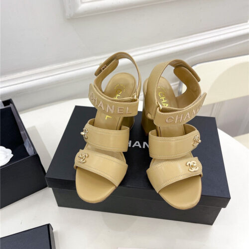 High Quality Luxury Chanel Classic Block Heel Sandals – Style 39910 product detail