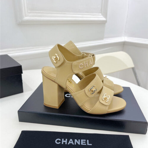 High Quality Luxury Chanel Classic Block Heel Sandals – Style 39910 product detail
