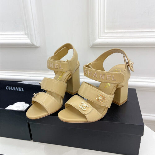 High Quality Luxury Chanel Classic Block Heel Sandals – Style 39910 alternate view