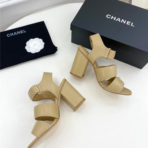 High Quality Luxury Chanel Classic Block Heel Sandals – Style 39910 product detail