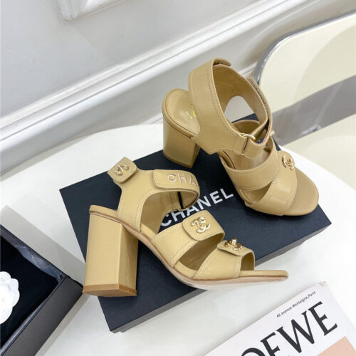 High Quality Luxury Chanel Classic Block Heel Sandals – Style 39910 product detail