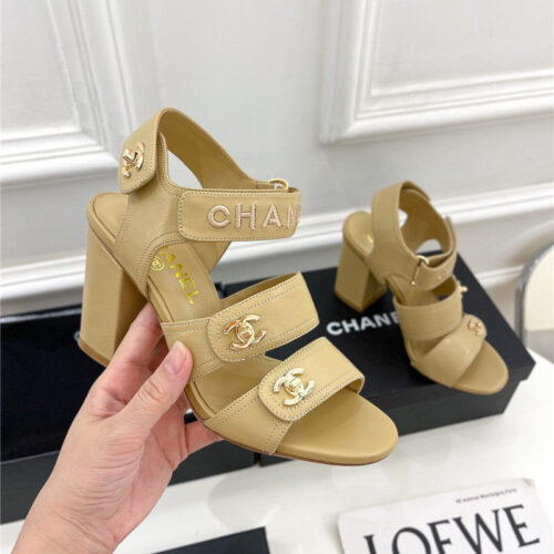 High Quality Luxury Chanel Classic Block Heel Sandals – Style 39910 product detail