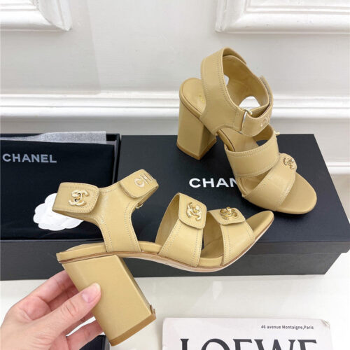 High Quality Luxury Chanel Classic Block Heel Sandals – Style 39910 product detail