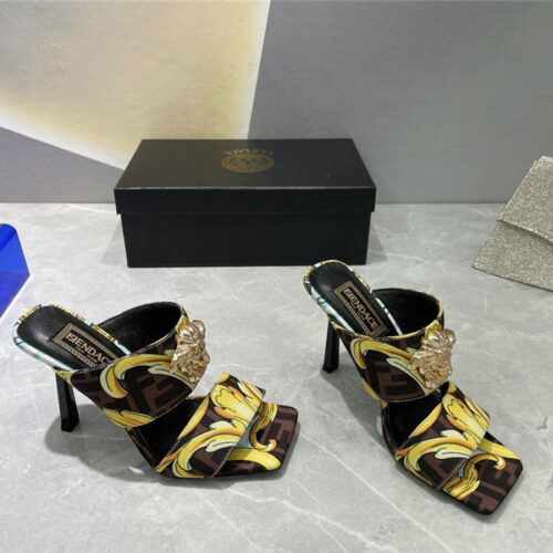 High Quality Luxury Versace Fendi High Heel Slippers