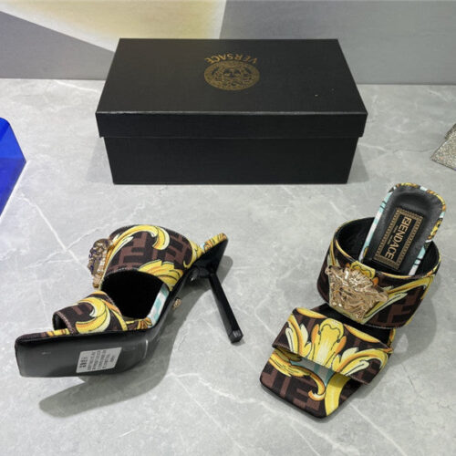 High Quality Luxury Versace Fendi High Heel Slippers product detail