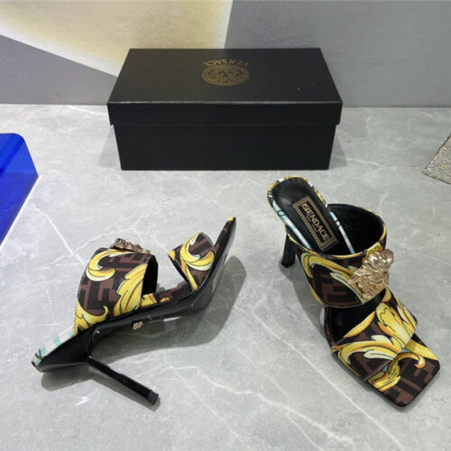 High Quality Luxury Versace Fendi High Heel Slippers product detail