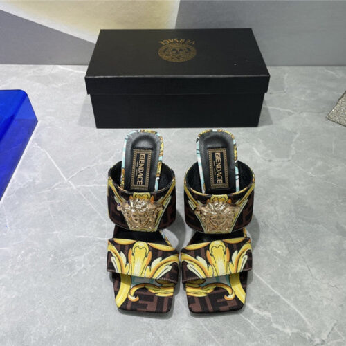 High Quality Luxury Versace Fendi High Heel Slippers alternate view