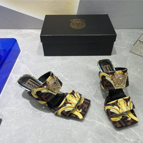 High Quality Luxury Versace Fendi High Heel Slippers – Style 97875