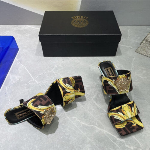 High Quality Luxury Versace Fendi High Heel Slippers – Style 97875 product detail